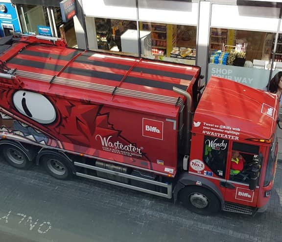Biffa Wasteater vehicle on high street