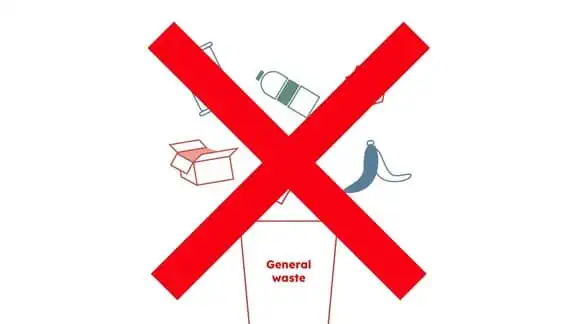 General waste bin with X over it