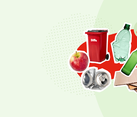 Various waste items cutouts on green background