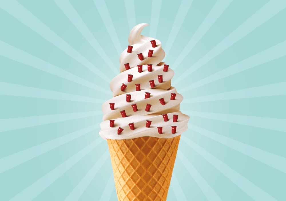 Ice cream with biffa bins as sprinkles