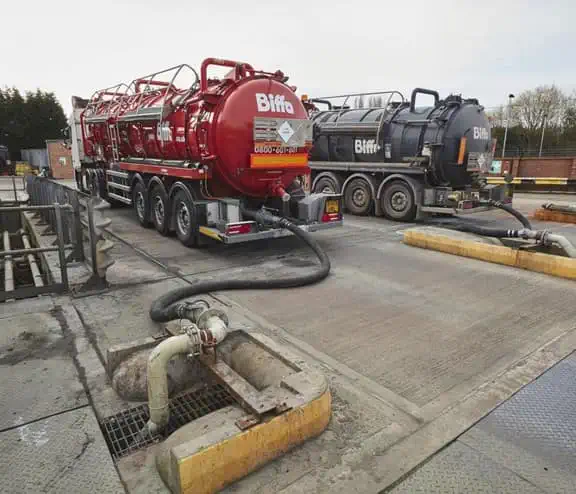 Biffa tanker sucking liquid waste
