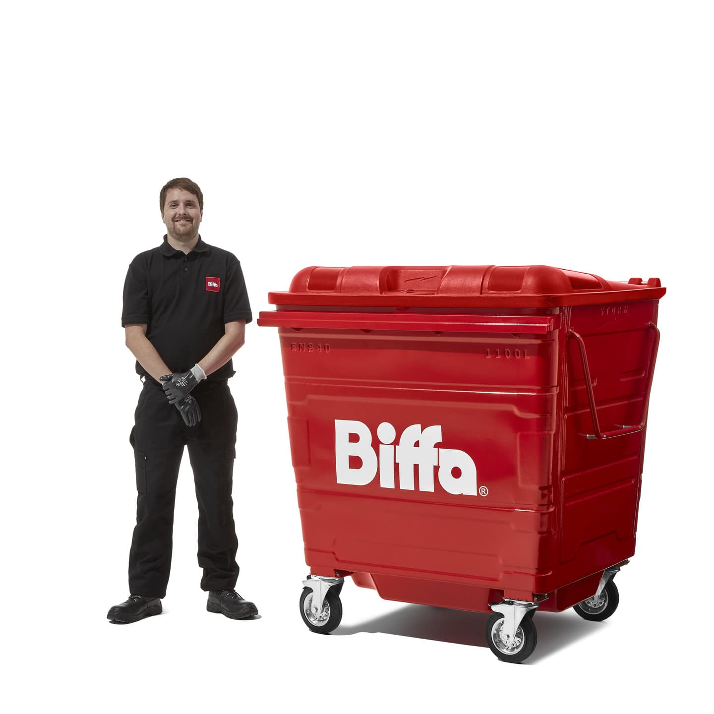 1100 Litre wheelie bin with operative