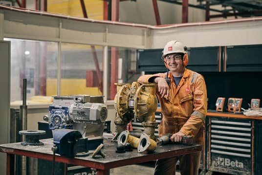 Biffa employee in workshop
