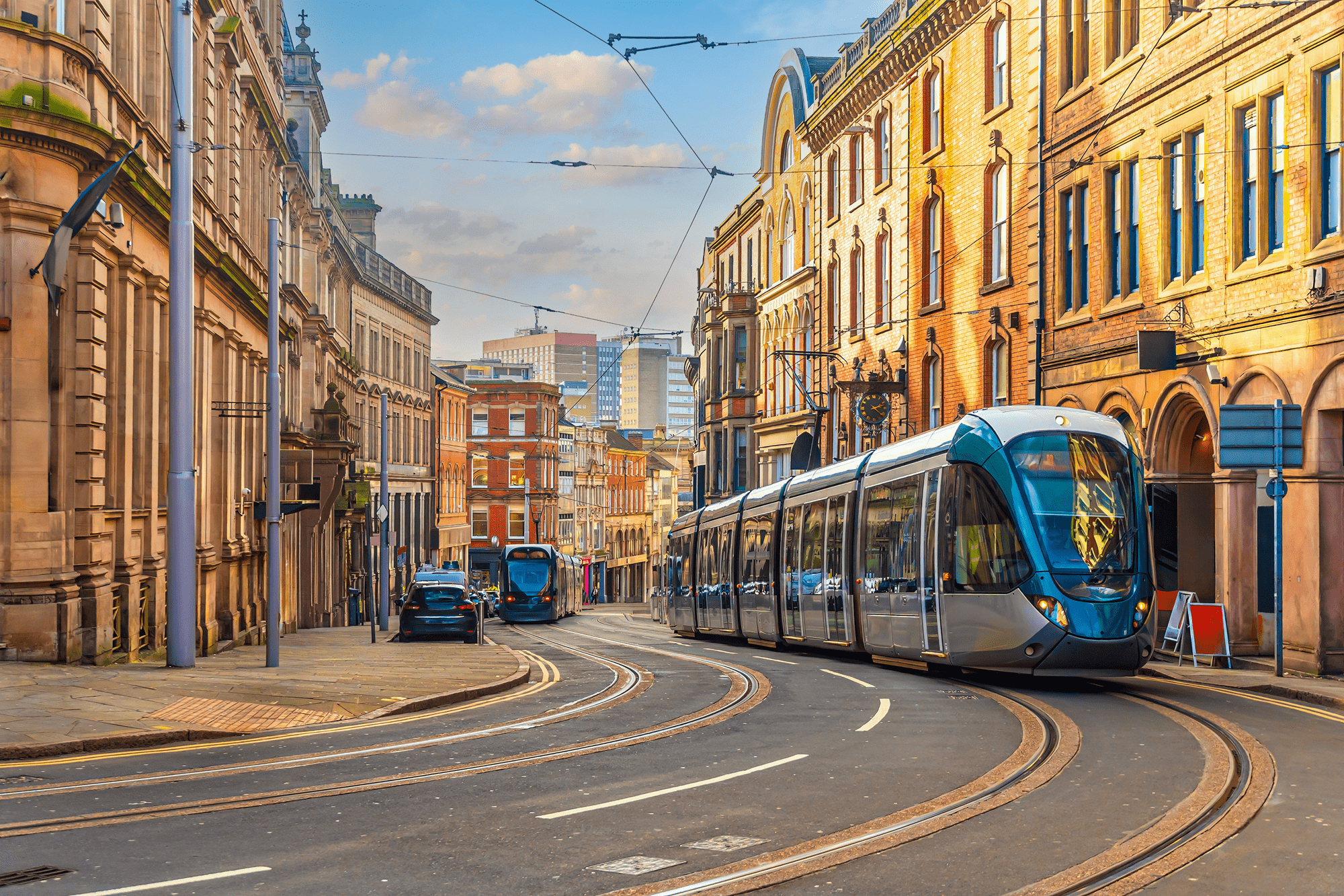 Nottingham tram scenic view