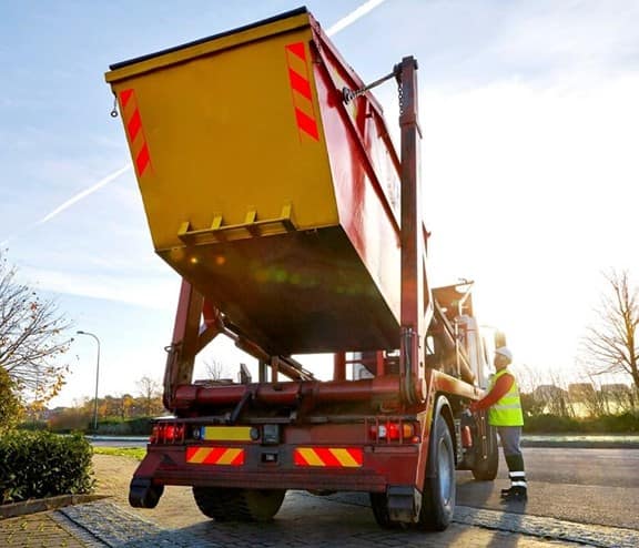Biffa skip on back of vehicle