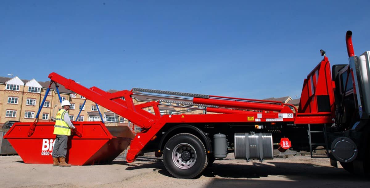 Skip being loaded on to a truck