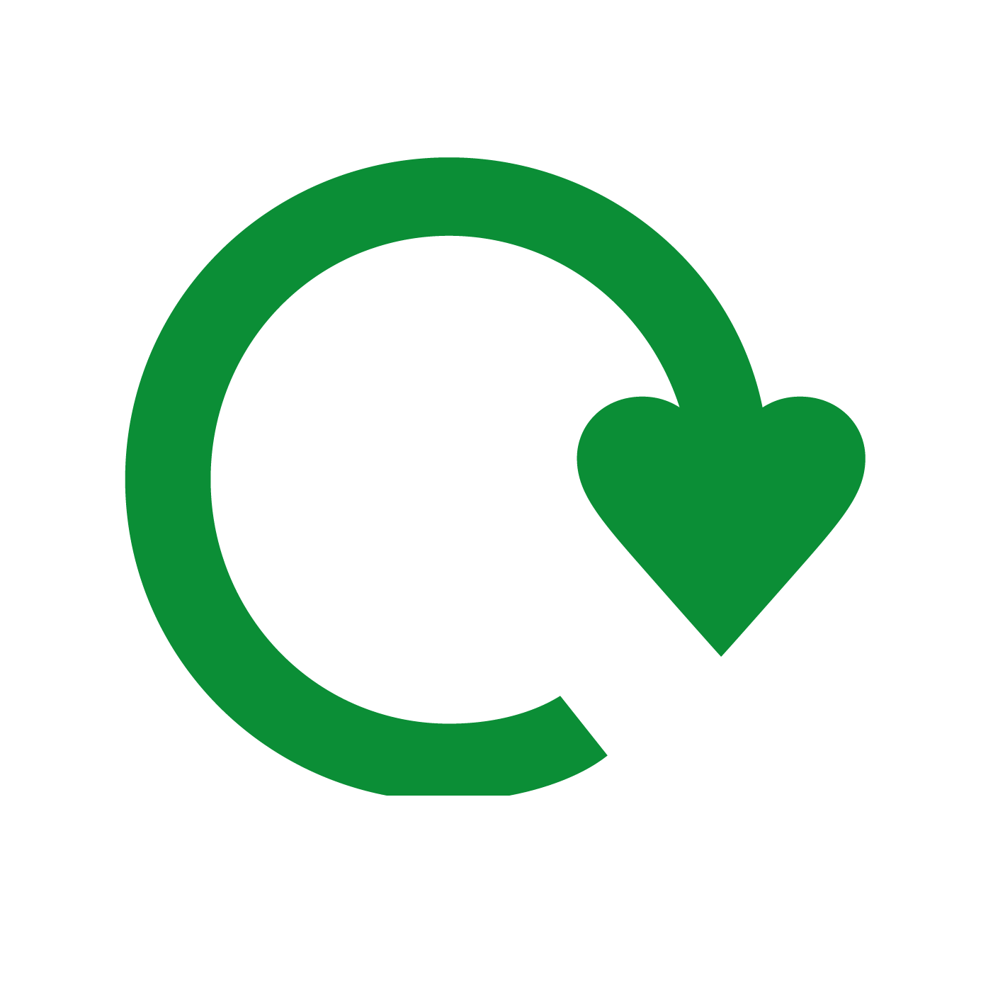 Recycling icon with love heart as arrow