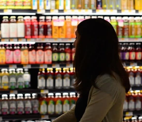 Bottles on shelves