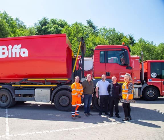 Biffa employees standing outside New Coventry Transfer Station