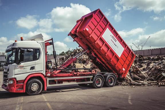 Timberpak vehicle emptying wood waste