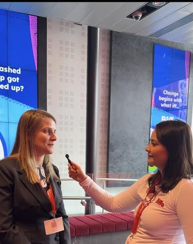 Erica interviewing Biffa employee