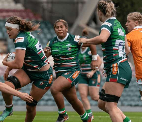 Leicester tigers players playing a match with Biffa logo on the back after renewing partnership with them