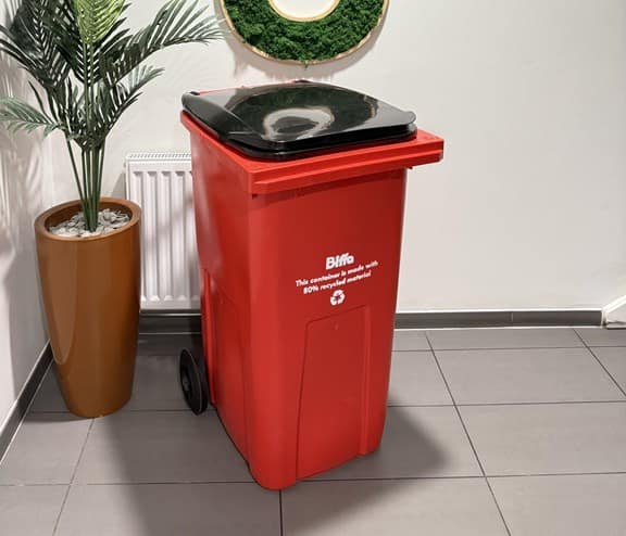 Biffa's new bin containing 80% recycled plastic