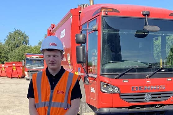 Tom Brown in front of Biffa truck