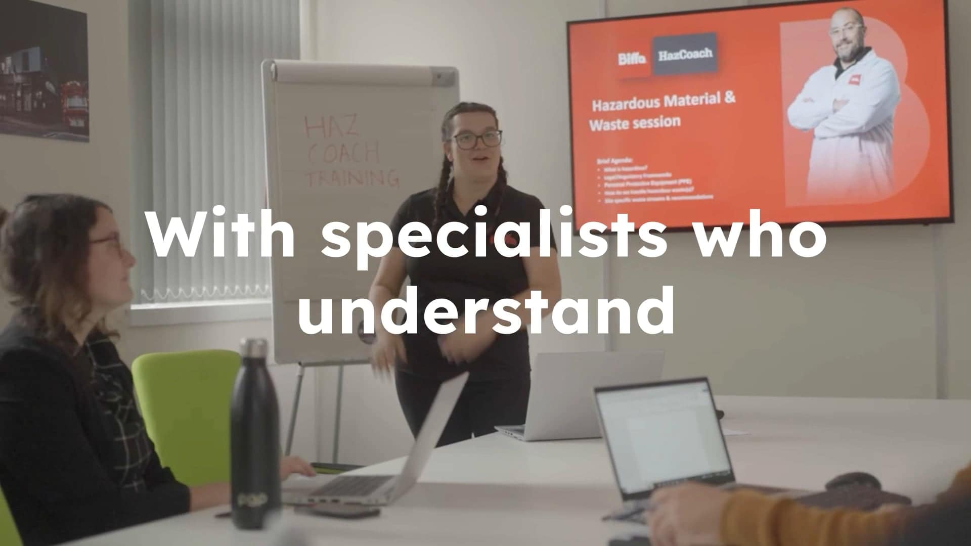 Specialist talking to clients about MWS specialists