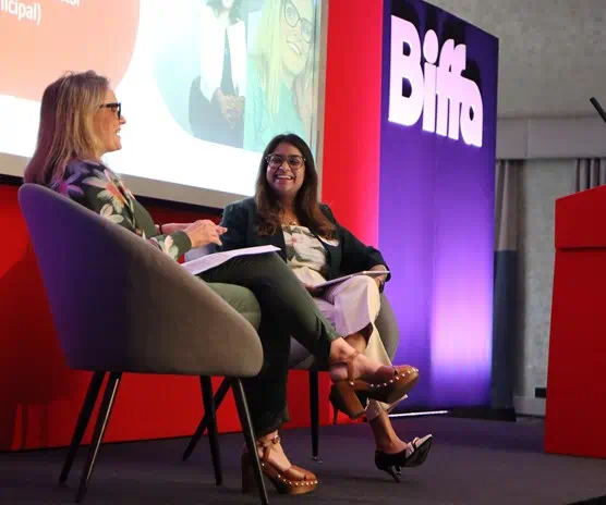Two women championing how women in waste group are supporting women across Biffa
