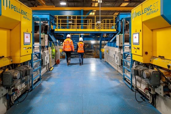 Two Biffa employees in resources and energy factory