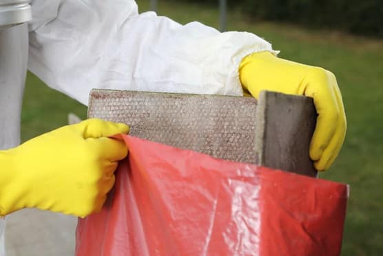 Asbestos material in bag