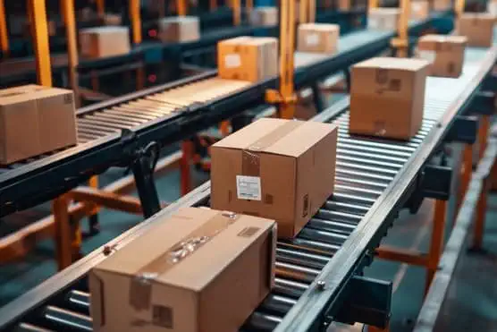 Boxes on conveyor belt