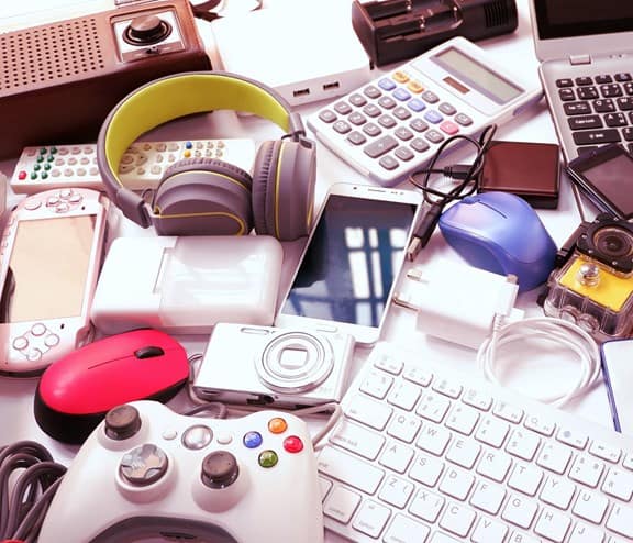 Various electrical equipment on table