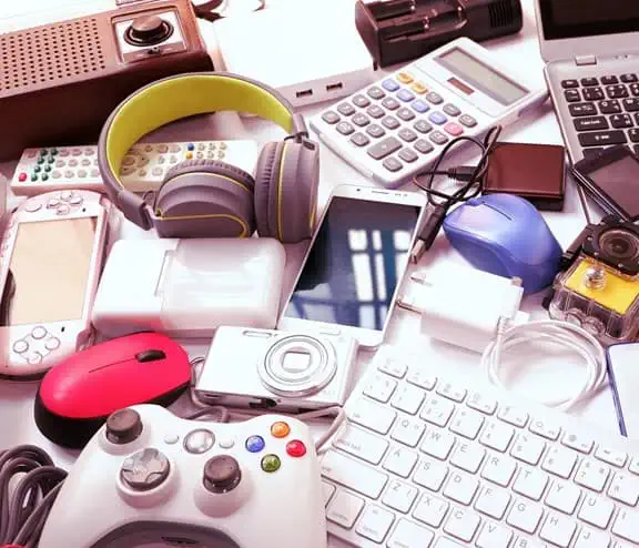 Various electrical equipment on table