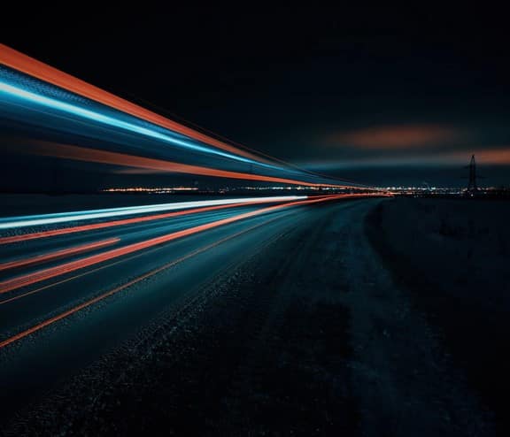 Exposure shot of lights on road