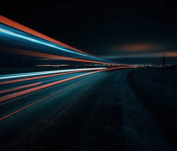 Exposure shot of lights on road