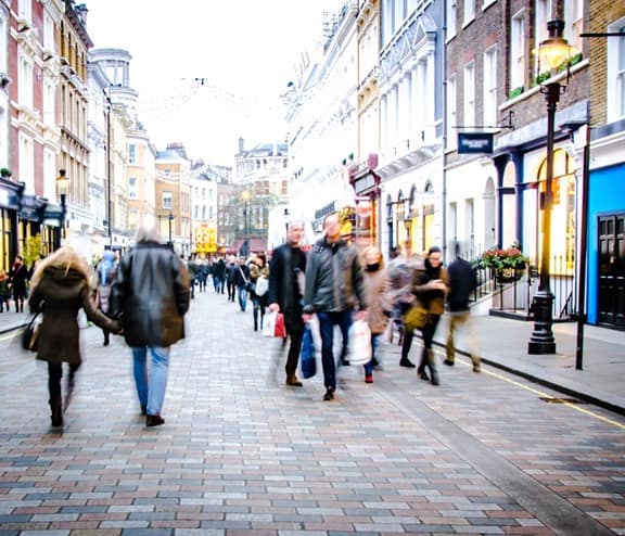 Shot of people in highstreet