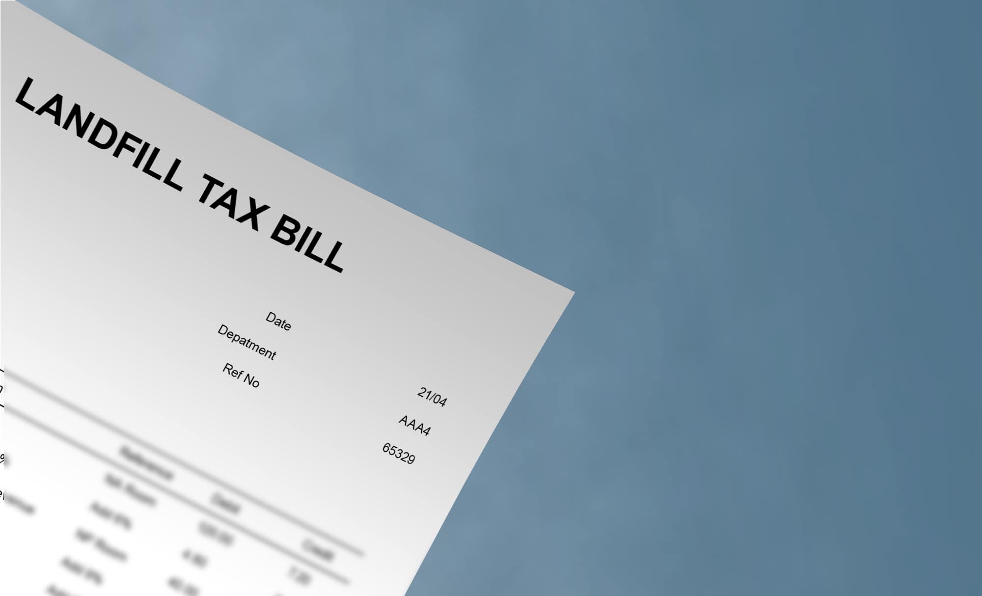 Document titled Landfill Tax Bill