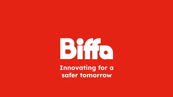Biffa wordmark with text innovating for a safer tomorrow