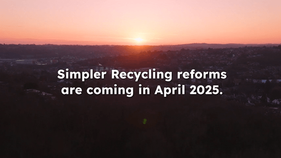 Sunset with text around Simpler Recycling