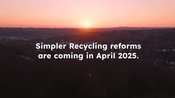 Sunset with text around Simpler Recycling